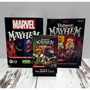 Hasbro Gaming Marvel Mayhem + D&D Dungeon Mayhem + Expansion 2-4P Age 8+
